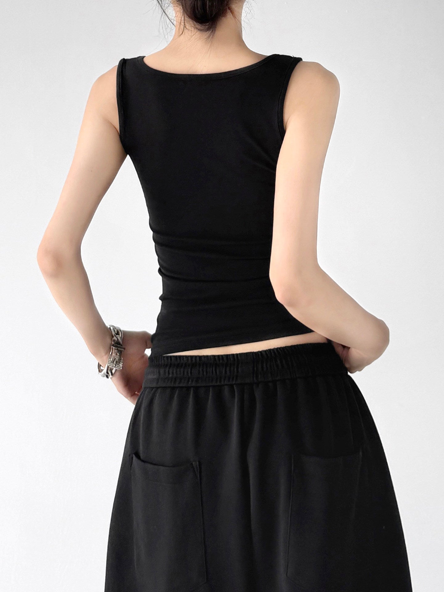 Letter Print Fitted Tank Top - CT66151 서브 이미지