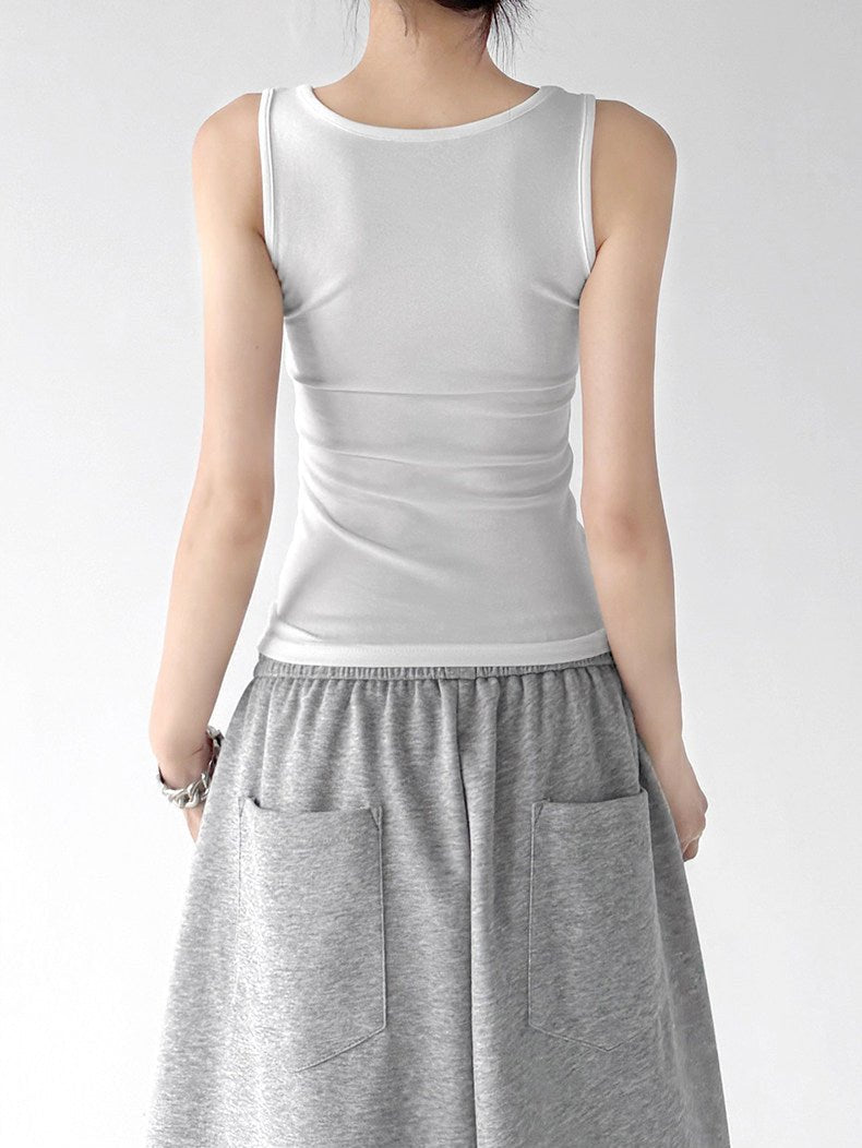 Letter Print Fitted Tank Top - CT66151 - COPPING THREADS - CT ORIGINALS