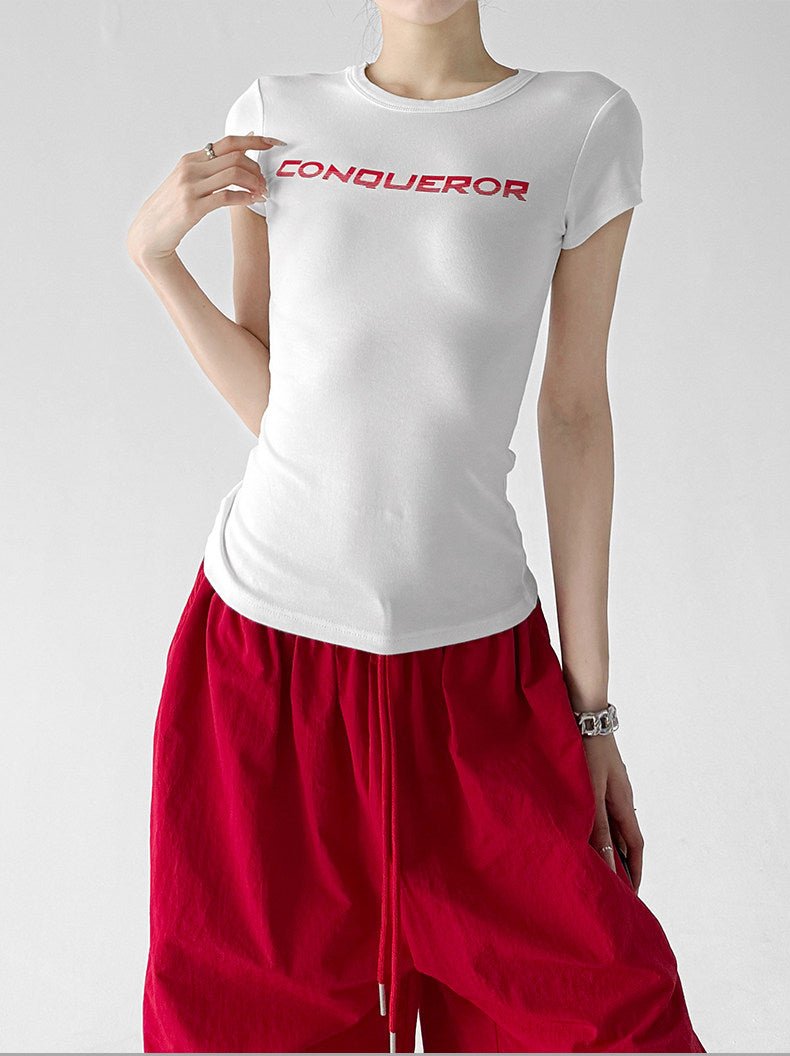 Letter Print Fitted Tee - CT66104 - COPPING THREADS - CT ORIGINALS