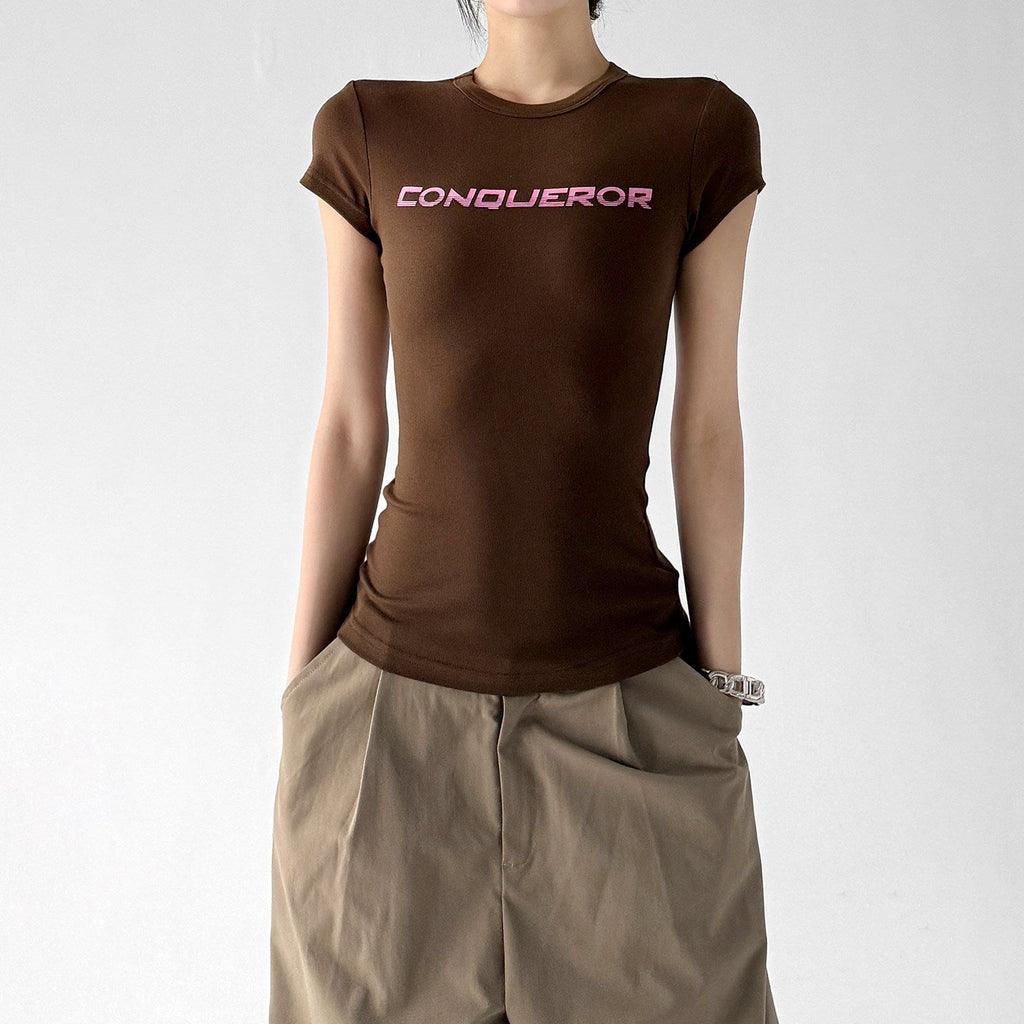 Letter Print Fitted Tee - CT66104 - COPPING THREADS - CT ORIGINALS