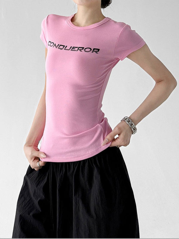 Letter Print Fitted Tee - CT66104 - COPPING THREADS - CT ORIGINALS
