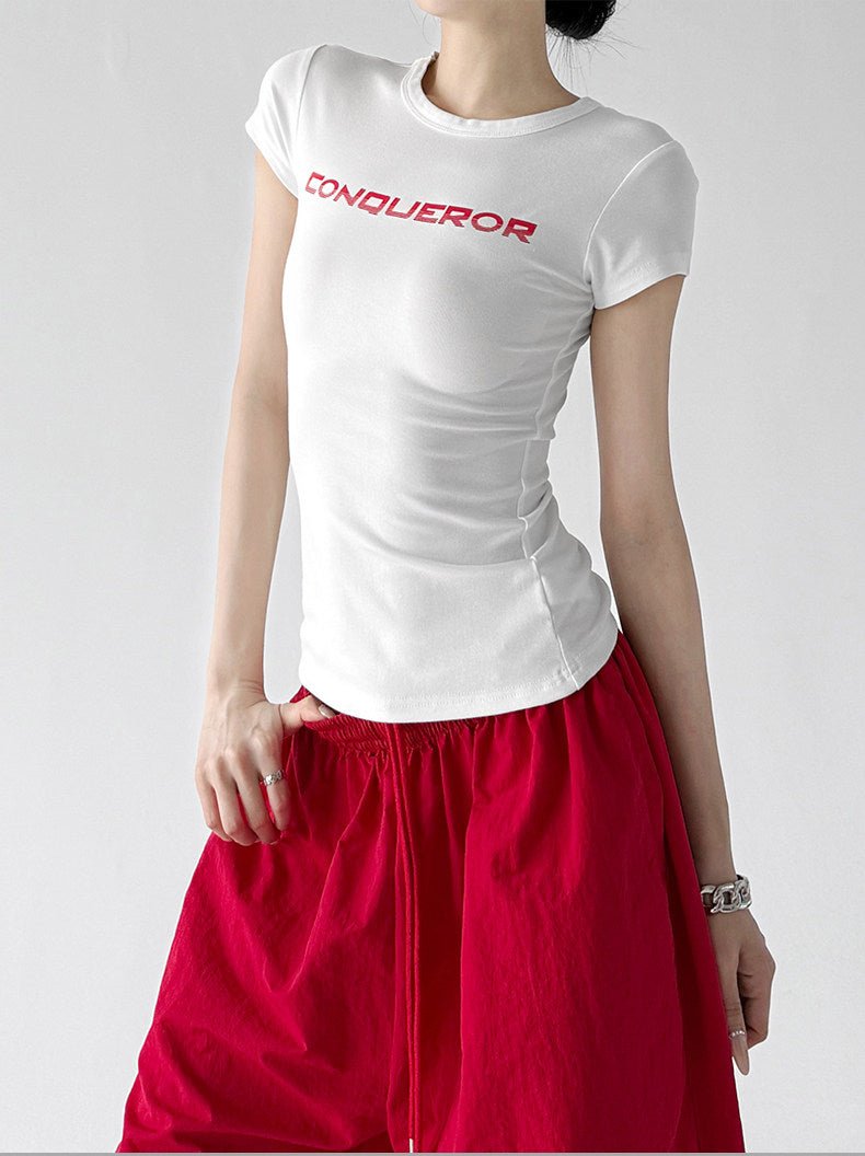 Letter Print Fitted Tee - CT66104 - COPPING THREADS - CT ORIGINALS