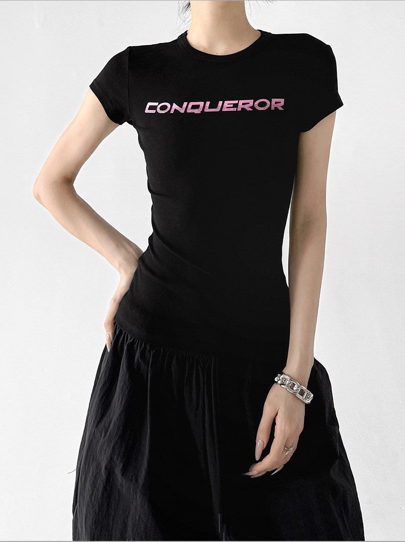 Letter Print Fitted Tee - CT66104 - COPPING THREADS - CT ORIGINALS