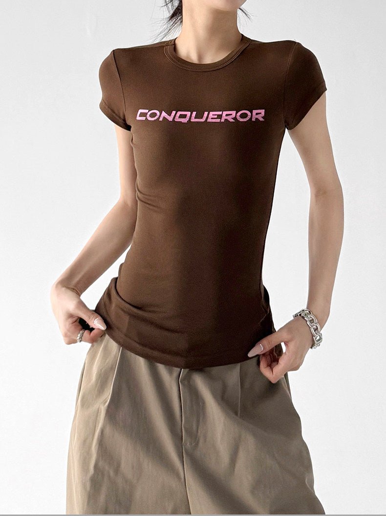 Letter Print Fitted Tee - CT66104 - COPPING THREADS - CT ORIGINALS