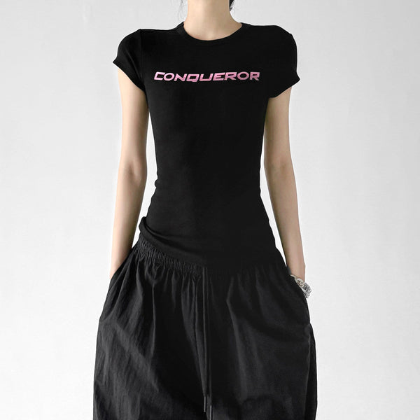 Letter Print Fitted Tee - CT66104 - COPPING THREADS - CT ORIGINALS