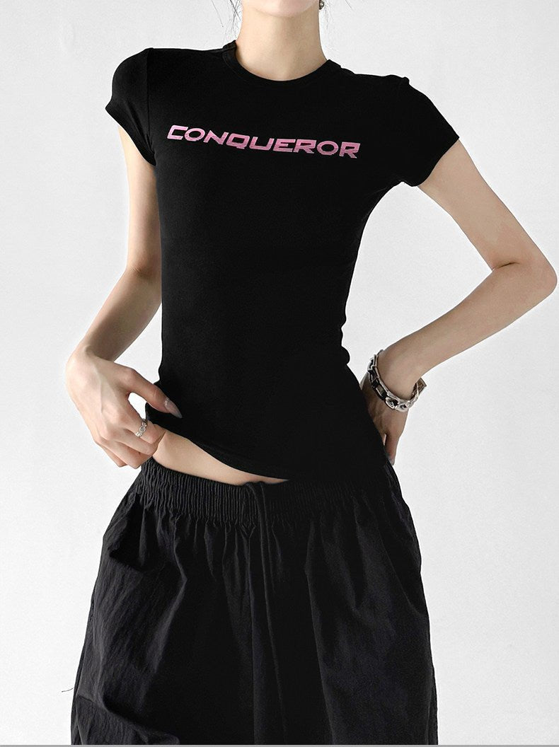 Letter Print Fitted Tee - CT66104 - COPPING THREADS - CT ORIGINALS