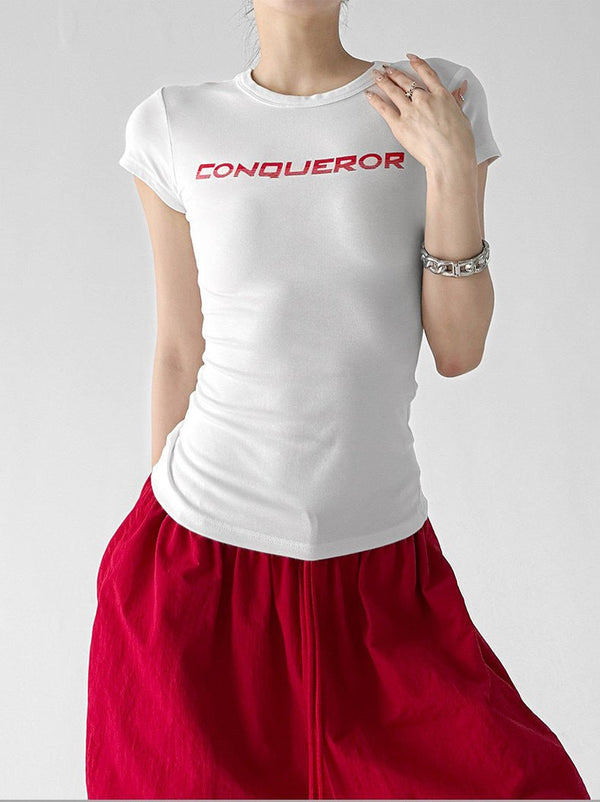 Letter Print Fitted Tee - CT66104 - COPPING THREADS - CT ORIGINALS
