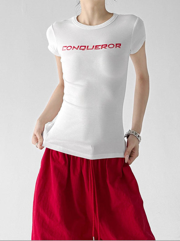 Letter Print Fitted Tee - CT66104 - COPPING THREADS - CT ORIGINALS
