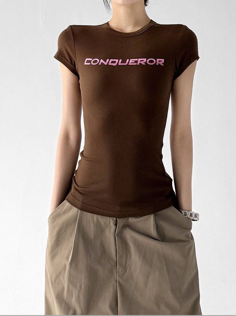Letter Print Fitted Tee - CT66104 - COPPING THREADS - CT ORIGINALS