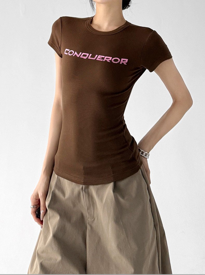 Letter Print Fitted Tee - CT66104 - COPPING THREADS - CT ORIGINALS