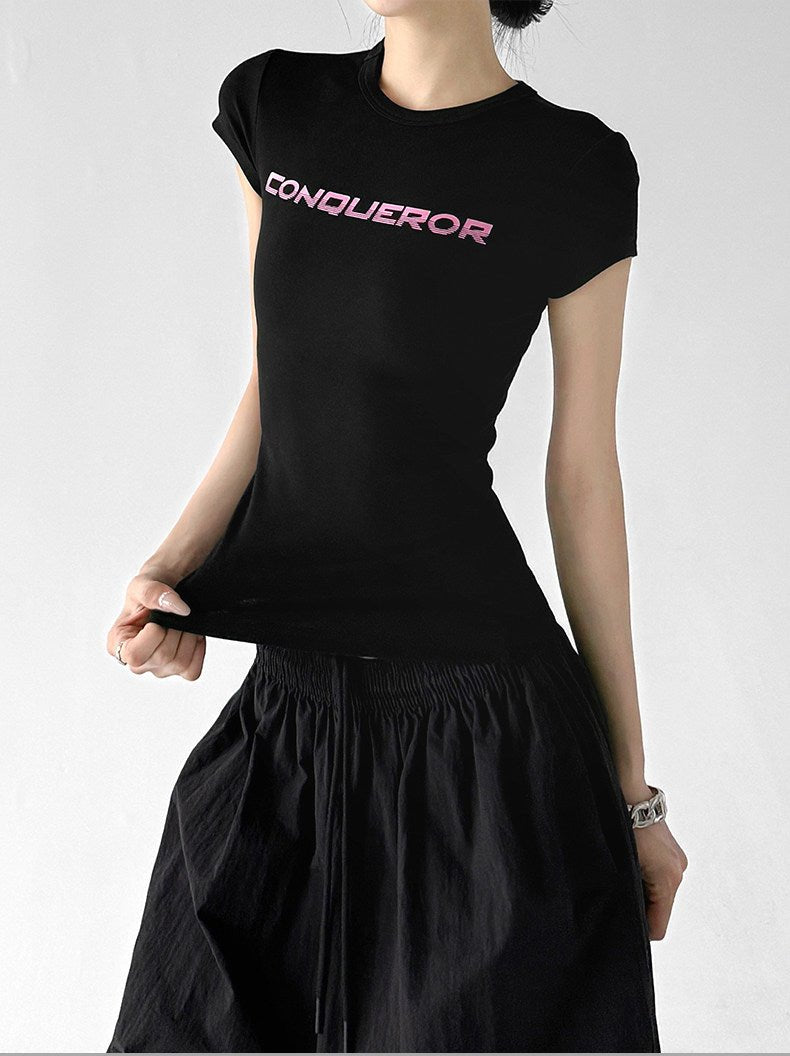 Letter Print Fitted Tee - CT66104 - COPPING THREADS - CT ORIGINALS
