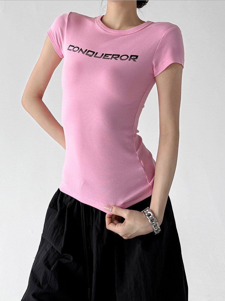 Letter Print Fitted Tee - CT66104 - COPPING THREADS - CT ORIGINALS