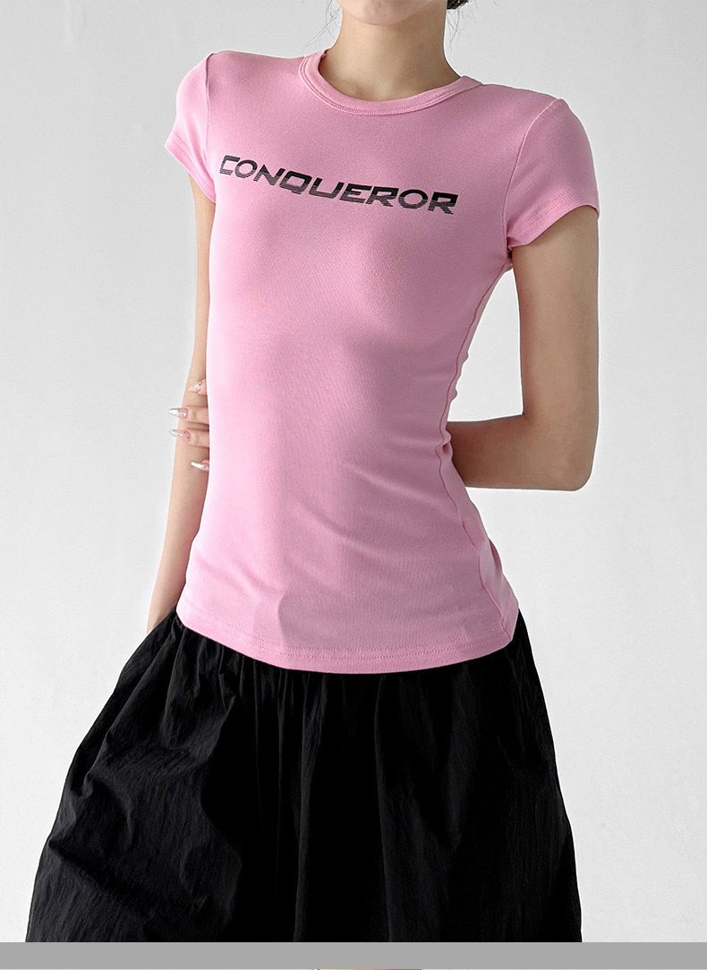 Letter Print Fitted Tee - CT66104 - COPPING THREADS - CT ORIGINALS