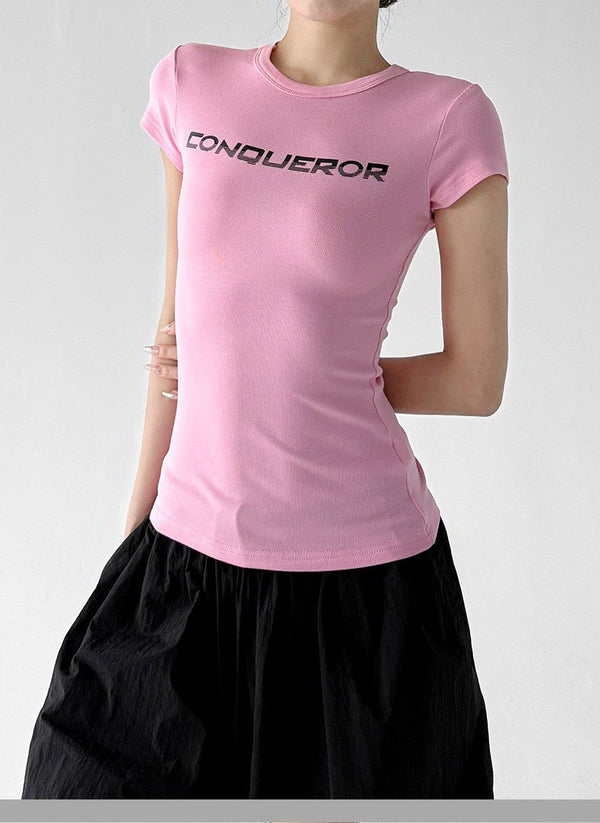 Letter Print Fitted Tee - CT66104 - COPPING THREADS - CT ORIGINALS