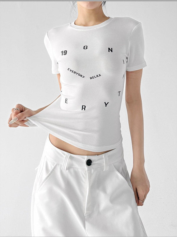 Letter Print Fitted Tee - CT6679 - COPPING THREADS - CT ORIGINALS