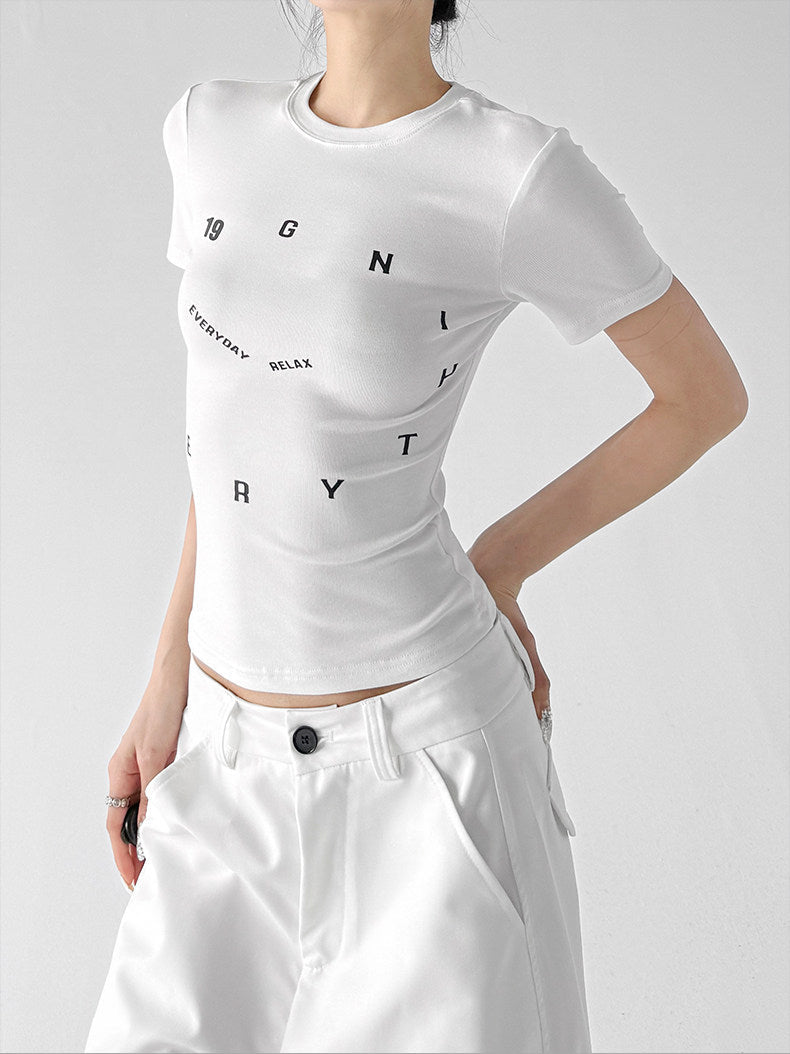 Letter Print Fitted Tee - CT6679 - COPPING THREADS - CT ORIGINALS