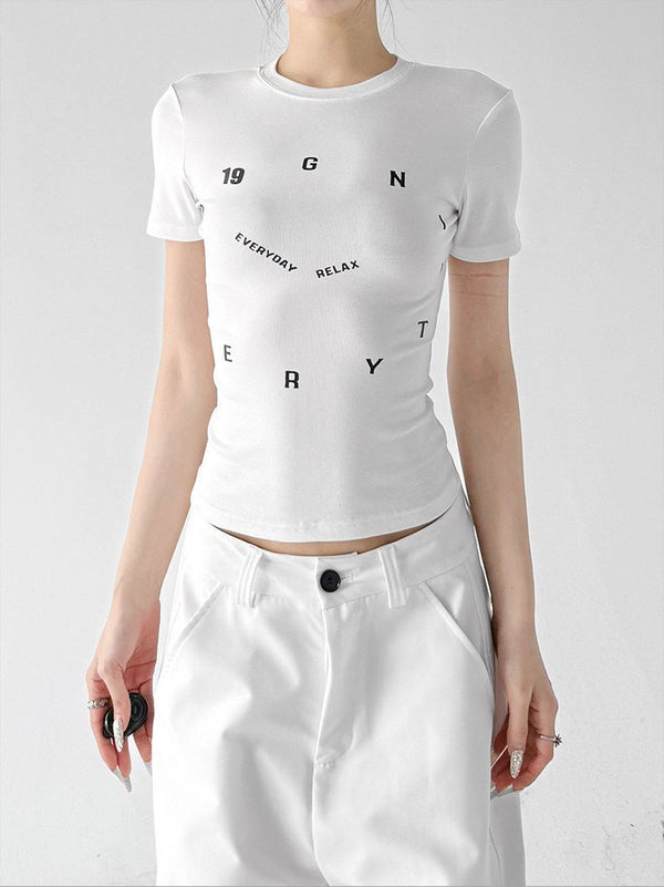 Letter Print Fitted Tee - CT6679 - COPPING THREADS - CT ORIGINALS