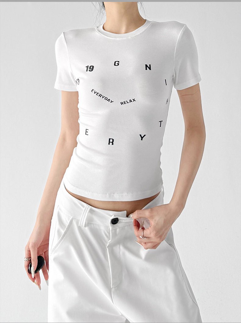Letter Print Fitted Tee - CT6679 - COPPING THREADS - CT ORIGINALS