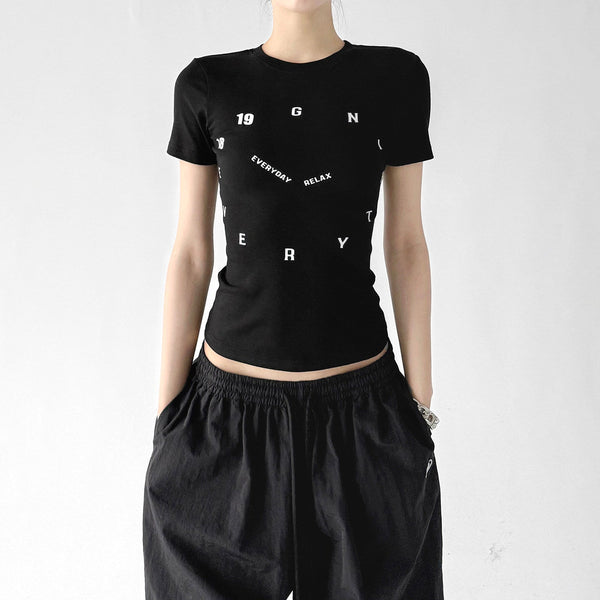 Letter Print Fitted Tee - CT6679 - COPPING THREADS - CT ORIGINALS