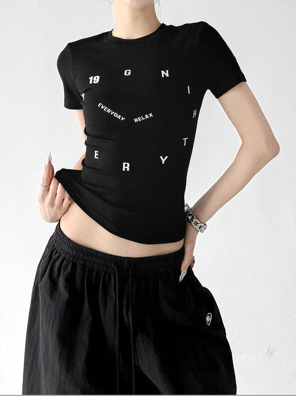 Letter Print Fitted Tee - CT6679 - COPPING THREADS - CT ORIGINALS