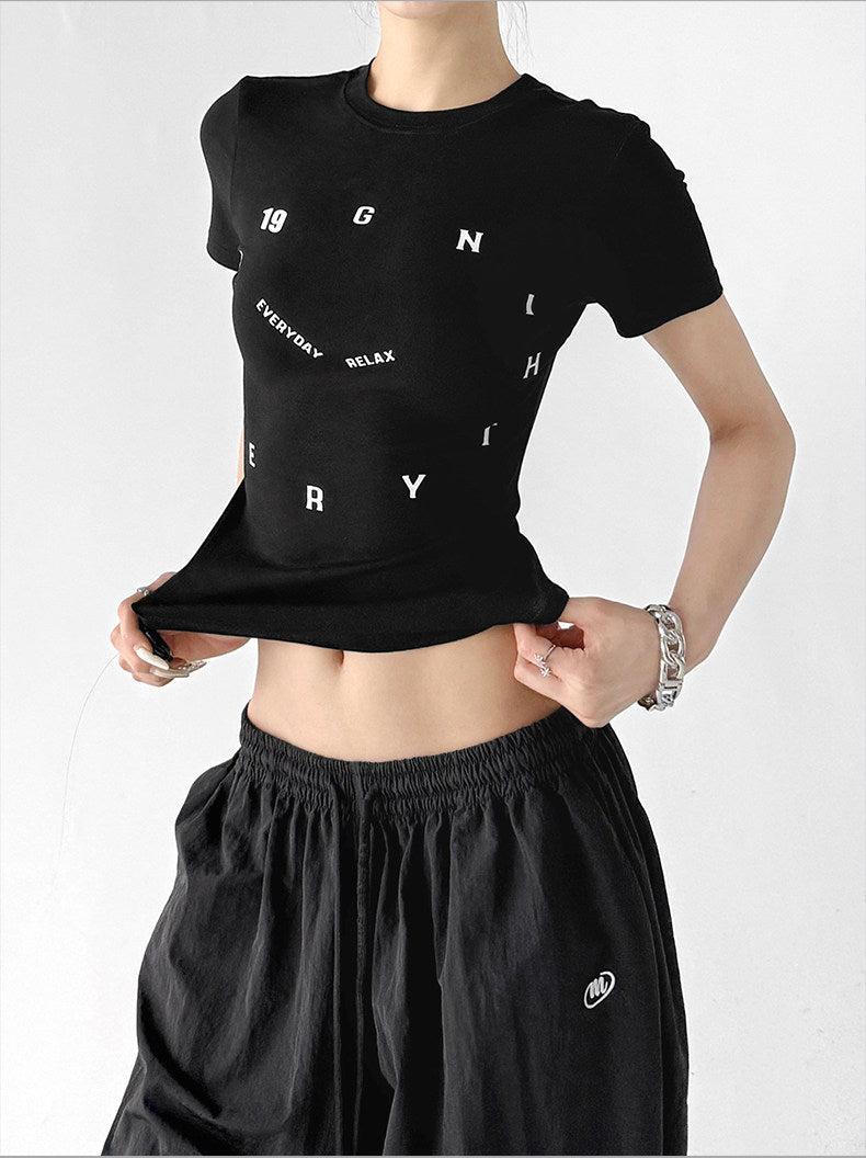 Letter Print Fitted Tee - CT6679 - COPPING THREADS - CT ORIGINALS
