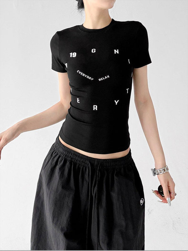 Letter Print Fitted Tee - CT6679 - COPPING THREADS - CT ORIGINALS