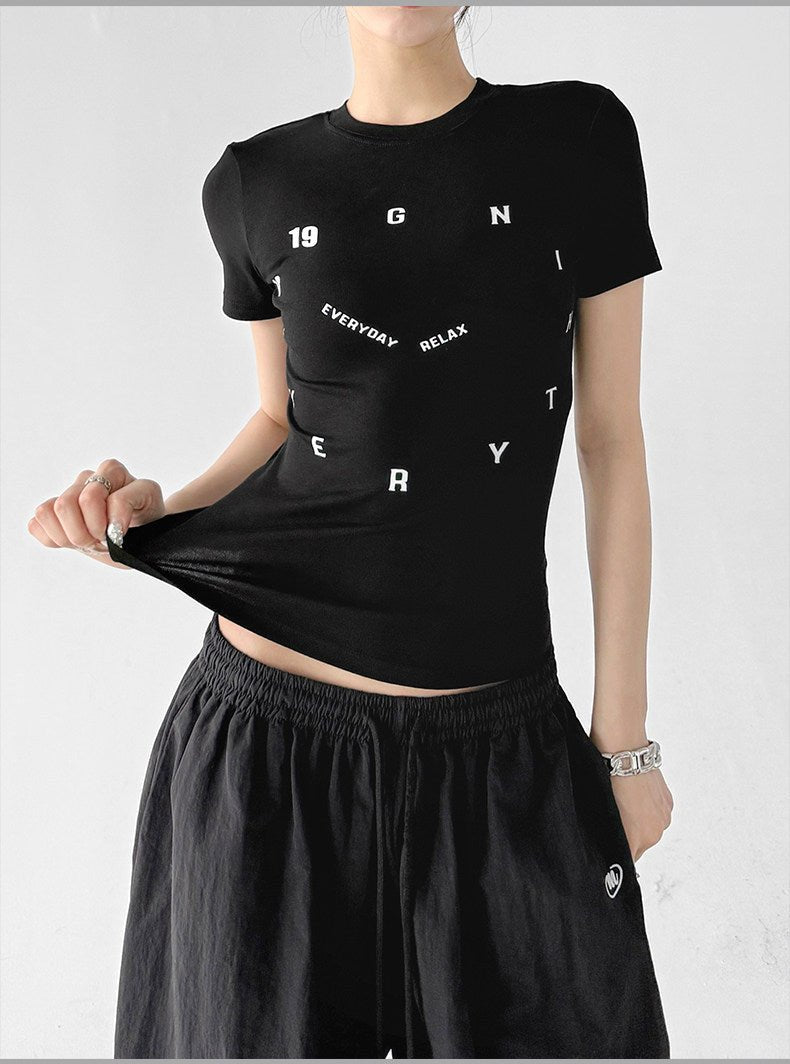 Letter Print Fitted Tee - CT6679 - COPPING THREADS - CT ORIGINALS