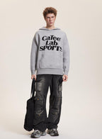 Letter Print Hooded Knit Sweater - COPPING THREADS - CATTEE