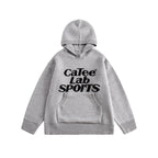 Letter Print Hooded Knit Sweater - COPPING THREADS - CATTEE