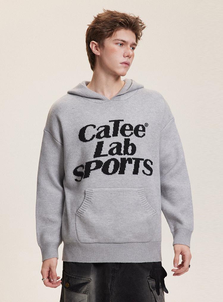 Letter Print Hooded Knit Sweater - COPPING THREADS - CATTEE Hauptbild