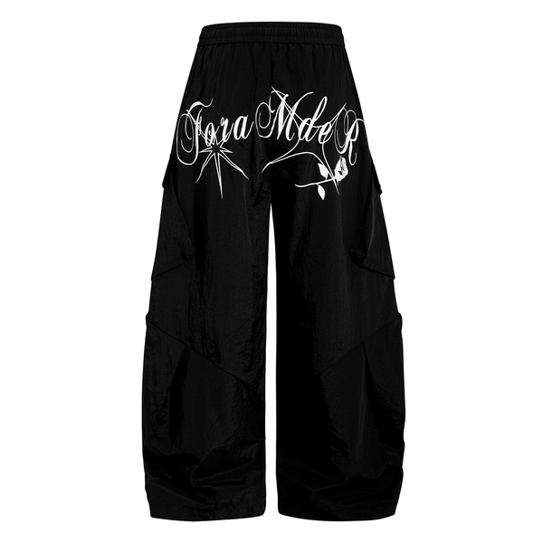 Letter Print Parachute Cargo Pants - COPPING THREADS - CT Select