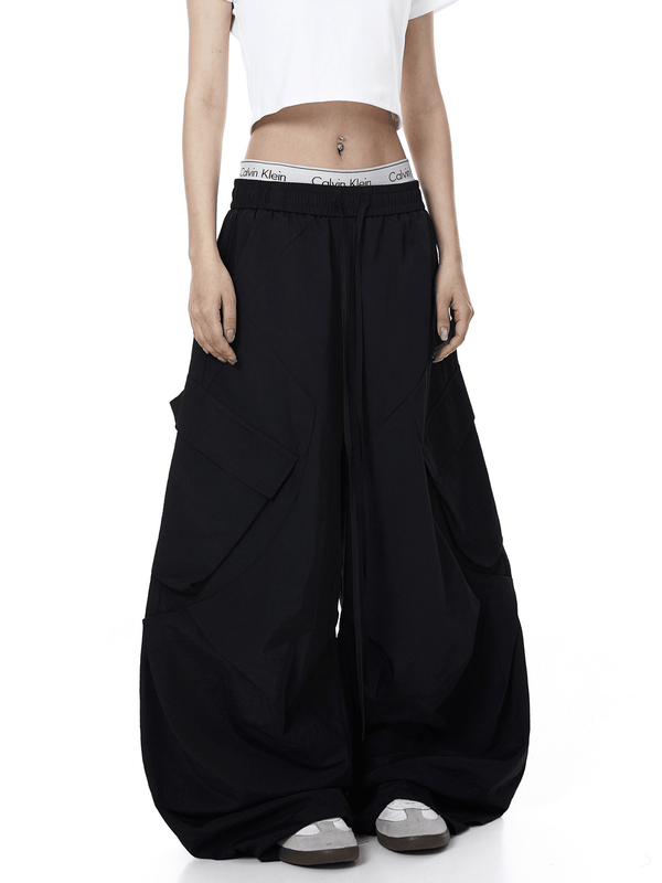 Letter Print Parachute Cargo Pants - COPPING THREADS - CT Select