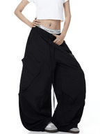 Letter Print Parachute Cargo Pants - COPPING THREADS - CT Select