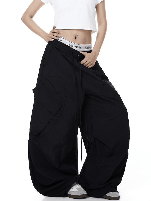 Letter Print Parachute Cargo Pants - COPPING THREADS - CT Select