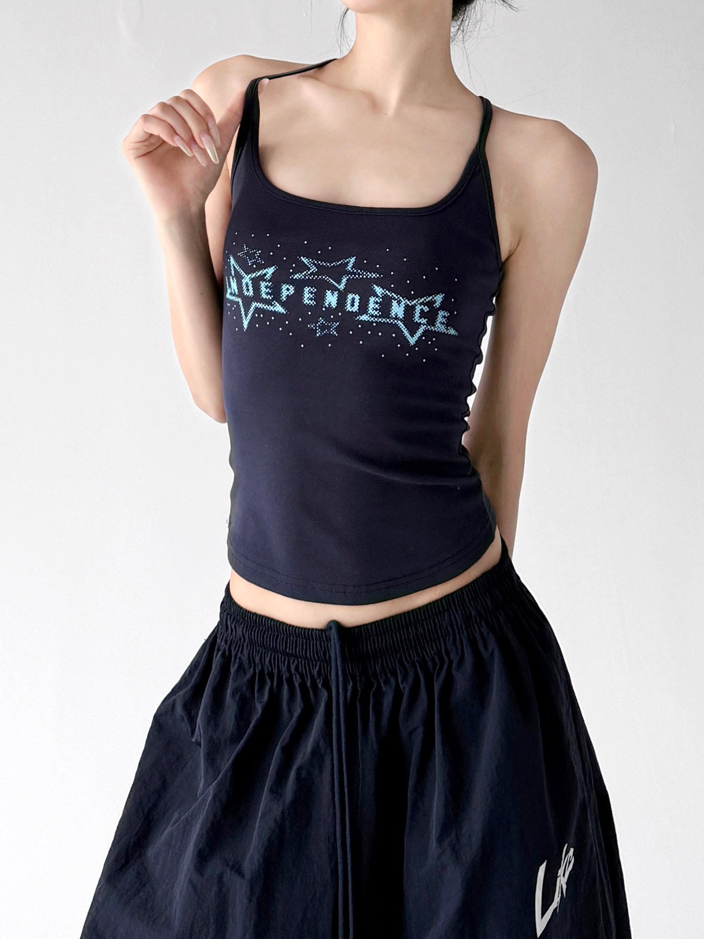 Letter Print Racerback Tank Top - CT66163 서브 이미지