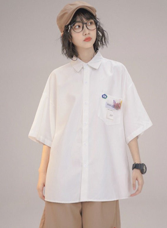 Letter Print Short Sleeve Shirt - COPPING THREADS - FOLK LANE Hover Image