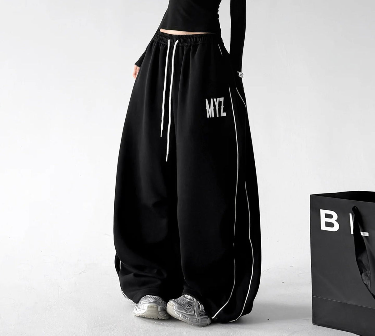 Letter-Print Wide-Leg Sweatpants - COPPING THREADS - CT ORIGINALS