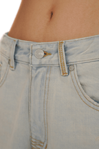 Light - Wash Vintage Pleated Denim Shorts - COPPING THREADS - MOROMORO