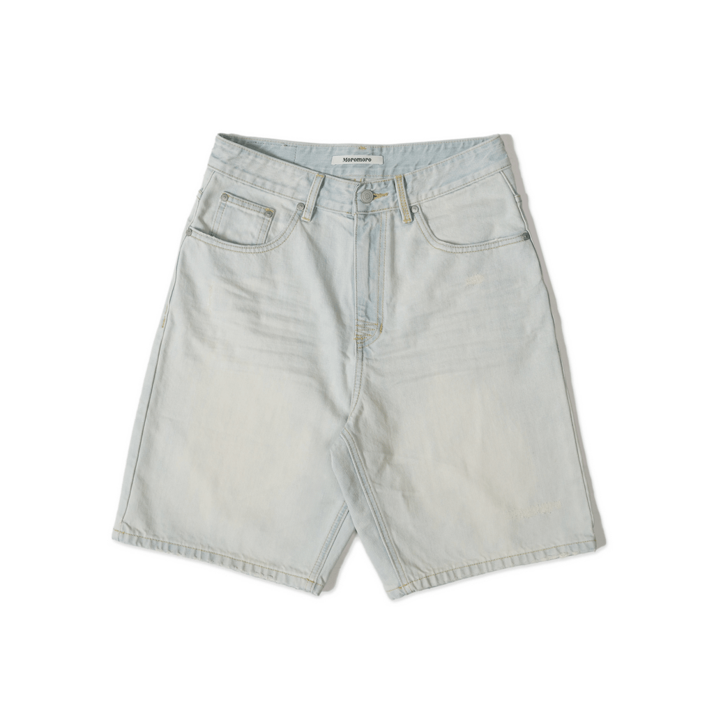 Light - Wash Vintage Pleated Denim Shorts - COPPING THREADS - MOROMORO