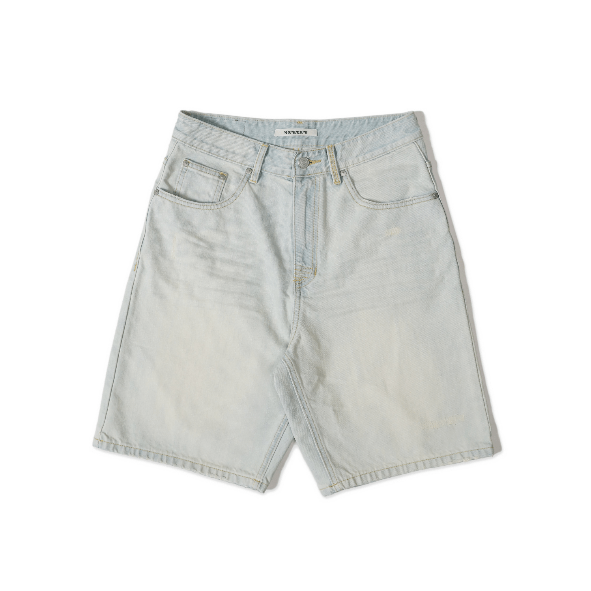 Light - Wash Vintage Pleated Denim Shorts - COPPING THREADS - MOROMORO