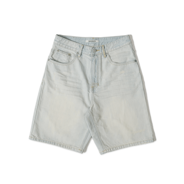 Light - Wash Vintage Pleated Denim Shorts - COPPING THREADS - MOROMORO