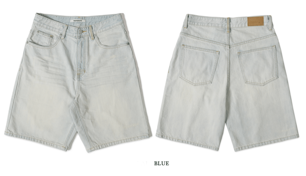Light - Wash Vintage Pleated Denim Shorts - COPPING THREADS - MOROMORO