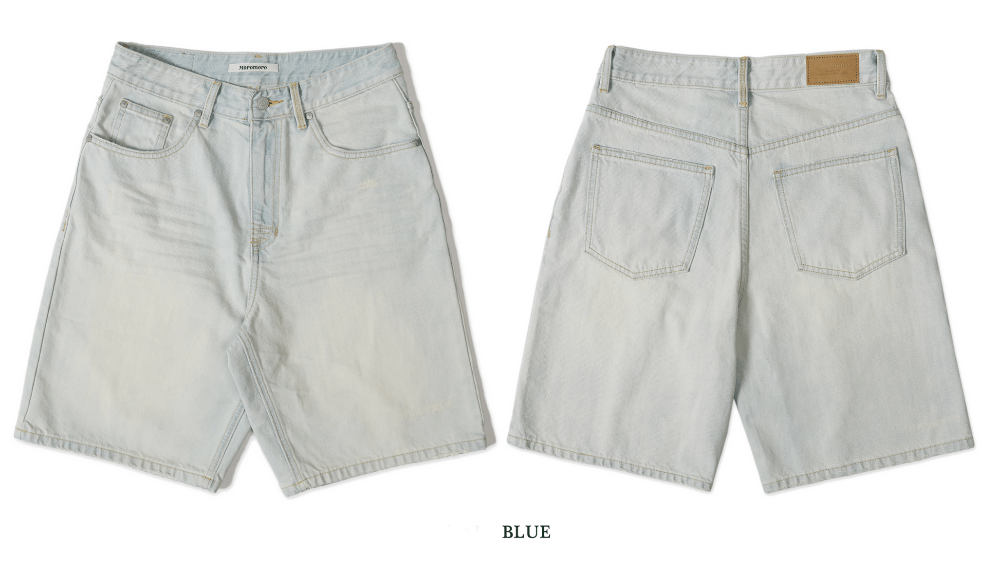 Light - Wash Vintage Pleated Denim Shorts - COPPING THREADS - MOROMORO