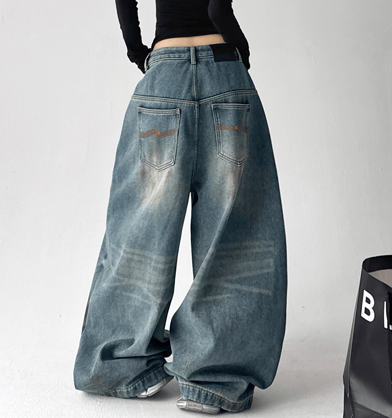Lightning Wash Baggy Wide - Leg Jeans - COPPING THREADS - CT Select