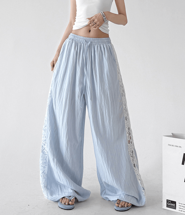 Linen - Blend Lace Panel Wide - Leg Pants - CT6218 - COPPING THREADS - CT Select