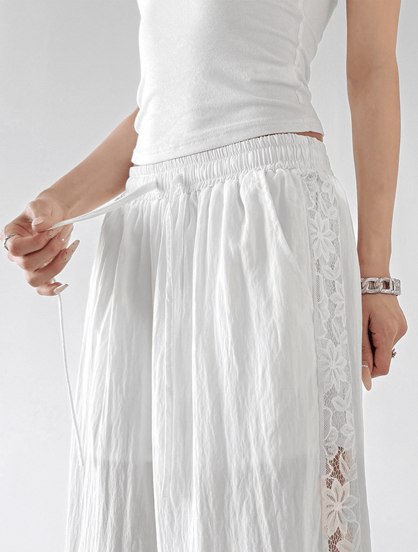 Linen - Blend Lace Panel Wide - Leg Pants - CT6218 - COPPING THREADS - CT Select