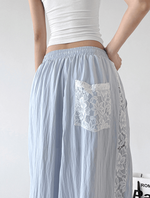Linen - Blend Lace Panel Wide - Leg Pants - CT6218 - COPPING THREADS - CT Select