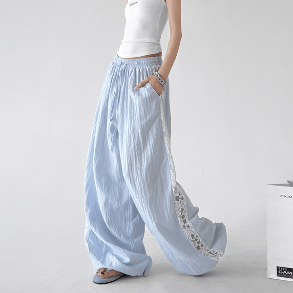 Linen - Blend Lace Panel Wide - Leg Pants - CT6218 - COPPING THREADS - CT Select