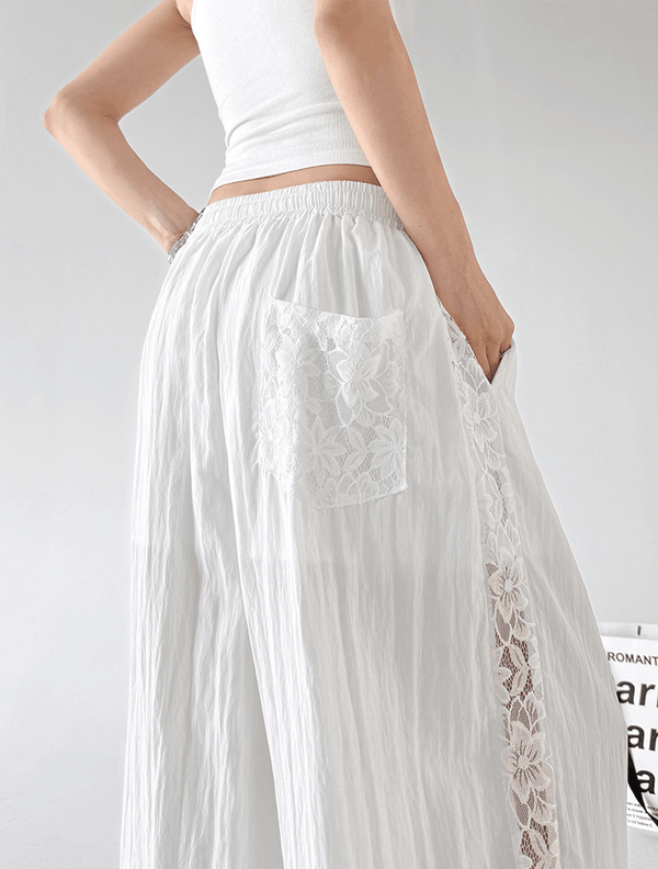 Linen - Blend Lace Panel Wide - Leg Pants - CT6218 - COPPING THREADS - CT Select