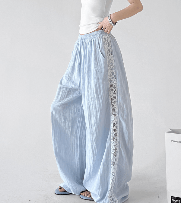 Linen - Blend Lace Panel Wide - Leg Pants - CT6218 - COPPING THREADS - CT Select